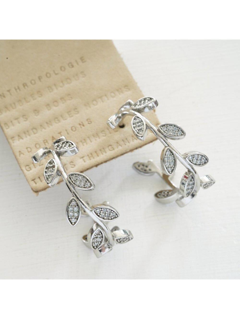 Anthropologie BHLDN Crystal Vine Hoop Earrings